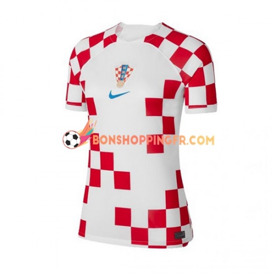Maillot Domicile Croatie Coupe du Monde 2022 Manches Courtes Femme