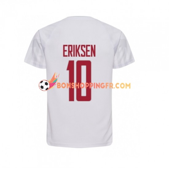 Maillot Extérieur Danemark Christian Eriksen 10 Coupe du Monde 2022 Manches Courtes Homme