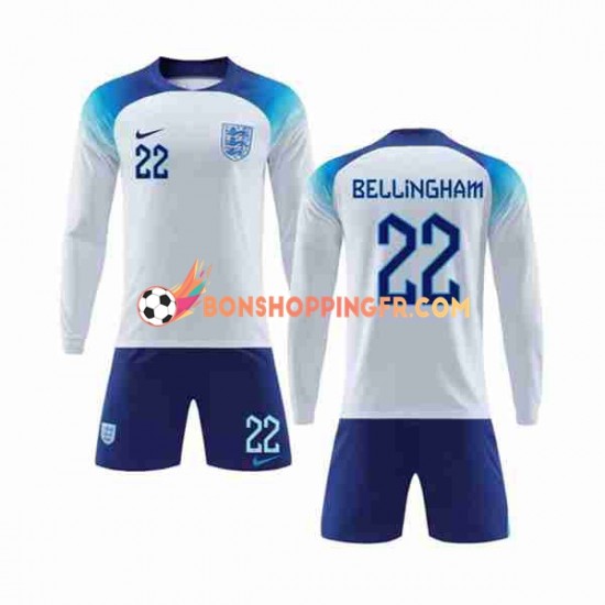 Maillot Domicile Angleterre Bellingham 22 Coupe du Monde 2022 Manches Longues Jeune Enfant(+shorts)