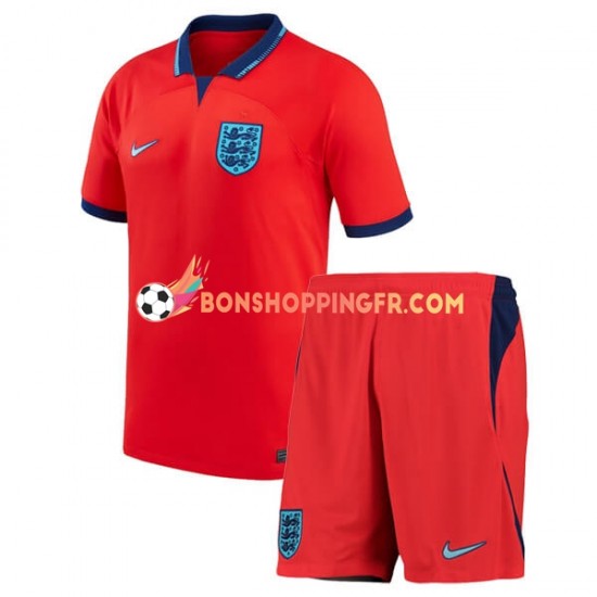 Maillot Extérieur Angleterre Coupe du Monde 2022 Manches Courtes Jeune Enfant(+shorts)