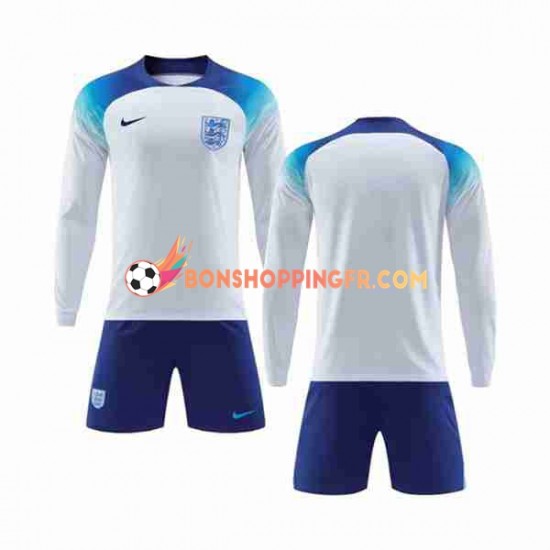 Maillot Domicile Angleterre Coupe du Monde 2022 Manches Longues Jeune Enfant(+shorts)