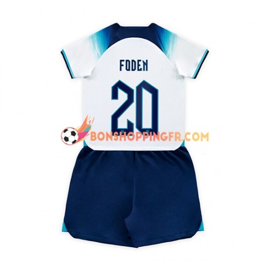 Maillot Domicile Angleterre Foden 20 Coupe du Monde 2022 Manches Courtes Jeune Enfant(+shorts)