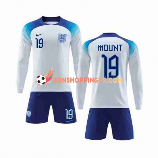 Maillot Domicile Angleterre Mount 19 Coupe du Monde 2022 Manches Longues Jeune Enfant(+shorts)