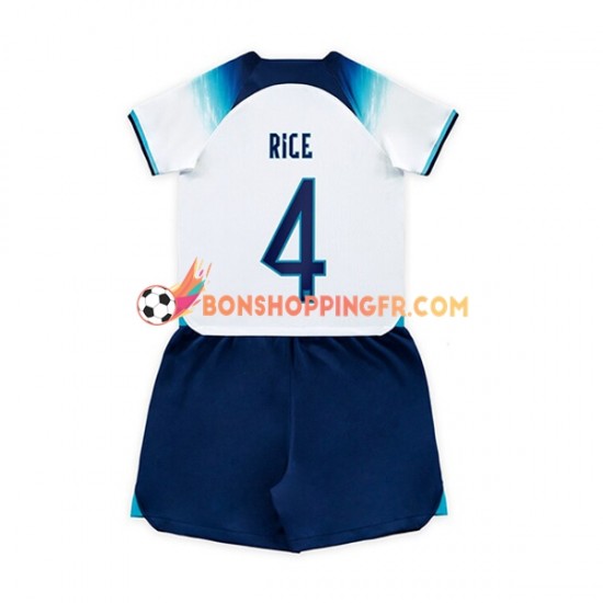 Maillot Domicile Angleterre Rice 4 Coupe du Monde 2022 Manches Courtes Jeune Enfant(+shorts)