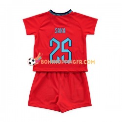 Maillot Extérieur Angleterre Saka 25 Coupe du Monde 2022 Manches Courtes Jeune Enfant(+shorts)