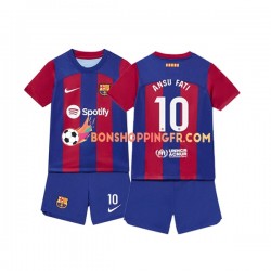 Maillot Domicile FC Barcelone Ansu Fati 10 2023-2024 Manches Courtes Jeune Enfant(+shorts)