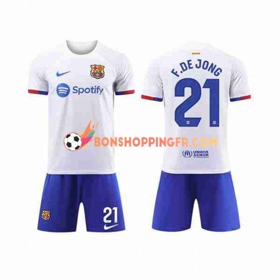 Maillot Extérieur FC Barcelone Frenkie de Jong 21 2023-2024 Manches Courtes Jeune Enfant(+shorts)