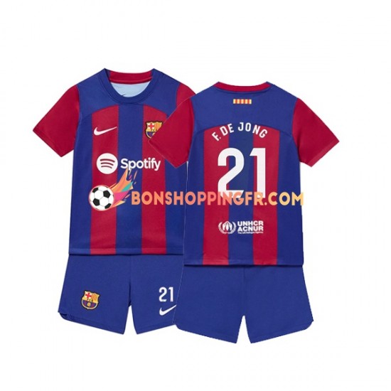 Maillot Domicile FC Barcelone Frenkie de Jong 21 2023-2024 Manches Courtes Jeune Enfant(+shorts)