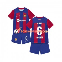 Maillot Domicile FC Barcelone Gavi 6 2023-2024 Manches Courtes Jeune Enfant(+shorts)