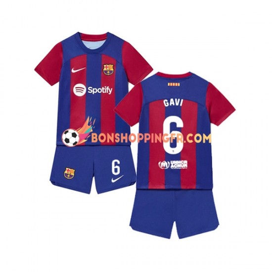 Maillot Domicile FC Barcelone Gavi 6 2023-2024 Manches Courtes Jeune Enfant(+shorts)