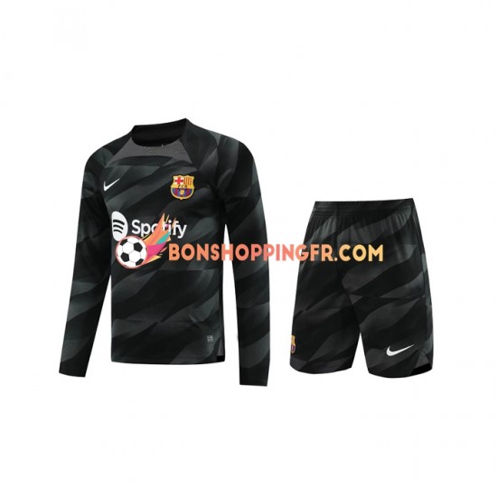 Maillot Extérieur FC Barcelone Gardien 2023-2024 Manches Longues Jeune Enfant(+shorts)