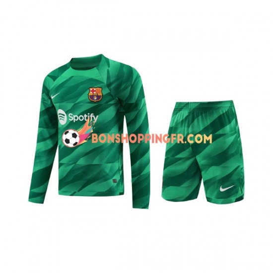Maillot Domicile FC Barcelone Gardien 2023-2024 Manches Longues Jeune Enfant(+shorts)
