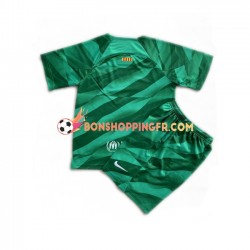 Maillot Domicile FC Barcelone Gardien 2023-2024 Manches Courtes Jeune Enfant(+shorts)