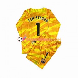 Maillot 4ème FC Barcelone Gardien Ter Stegen 1 2023-2024 Manches Longues Jeune Enfant(+shorts)