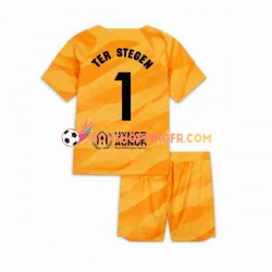 Maillot 4ème FC Barcelone Gardien Ter Stegen 1 2023-2024 Manches Courtes Jeune Enfant(+shorts)
