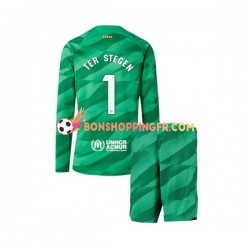 Maillot Domicile FC Barcelone Gardien Ter Stegen 1 2023-2024 Manches Longues Jeune Enfant(+shorts)