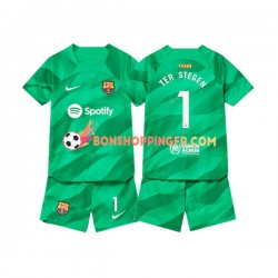 Maillot Domicile FC Barcelone Gardien Ter Stegen 1 2023-2024 Manches Courtes Jeune Enfant(+shorts)