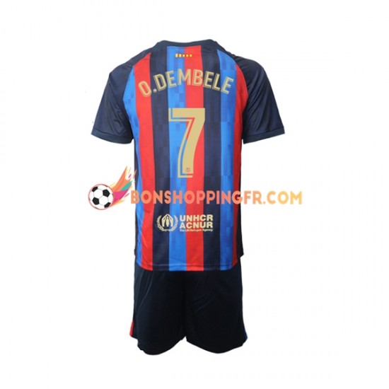 Maillot Domicile FC Barcelone Ousmane Dembele 7 2022-2023 Manches Courtes Jeune Enfant(+shorts)
