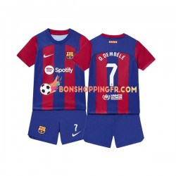 Maillot Domicile FC Barcelone Ousmane Dembele 7 2023-2024 Manches Courtes Jeune Enfant(+shorts)