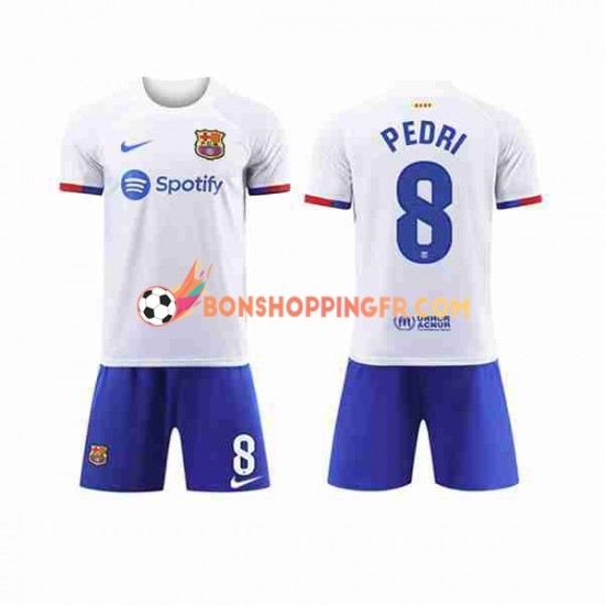 Maillot Extérieur FC Barcelone Pedri 8 2023-2024 Manches Courtes Jeune Enfant(+shorts)
