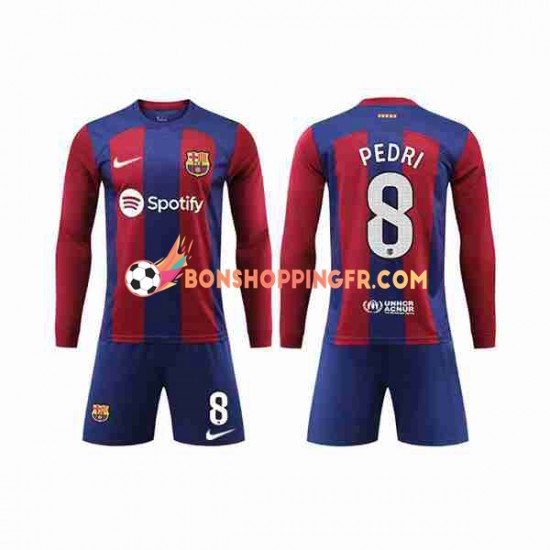 Maillot Domicile FC Barcelone Pedri 8 2023-2024 Manches Longues Jeune Enfant(+shorts)