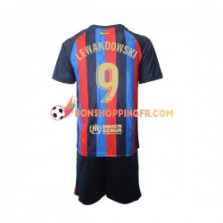 Maillot Domicile FC Barcelone Robert Lewandowski 9 2022-2023 Manches Courtes Jeune Enfant(+shorts)