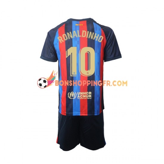 Maillot Domicile FC Barcelone Ronaldinho 10 2022-2023 Manches Courtes Jeune Enfant(+shorts)