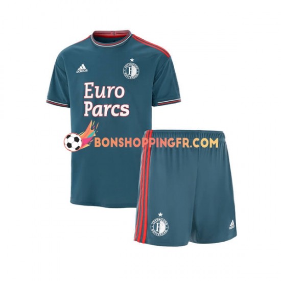 Maillot Extérieur Feyenoord Rotterdam 2022-2023 Manches Courtes Jeune Enfant(+shorts)