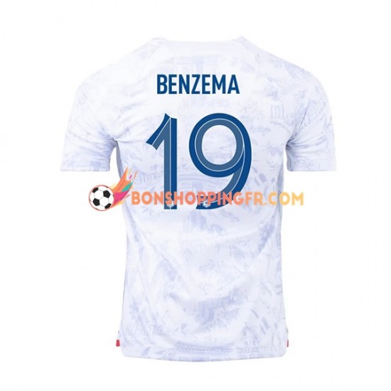 Maillot Extérieur France Benzema 19 Coupe du Monde 2022 Manches Courtes Homme