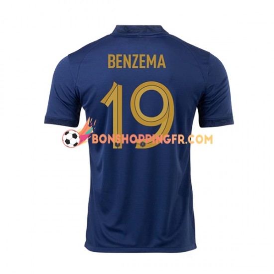 Maillot Domicile France Benzema 19 Coupe du Monde 2022 Manches Courtes Homme