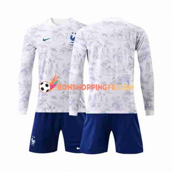 Maillot Extérieur France Coupe du Monde 2022 Manches Longues Jeune Enfant(+shorts)