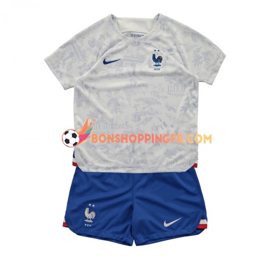 Maillot Extérieur France Coupe du Monde 2022 Manches Courtes Jeune Enfant(+shorts)