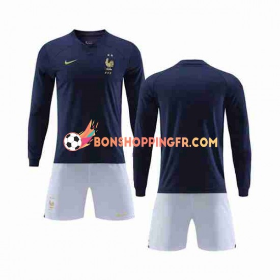 Maillot Domicile France Coupe du Monde 2022 Manches Longues Jeune Enfant(+shorts)