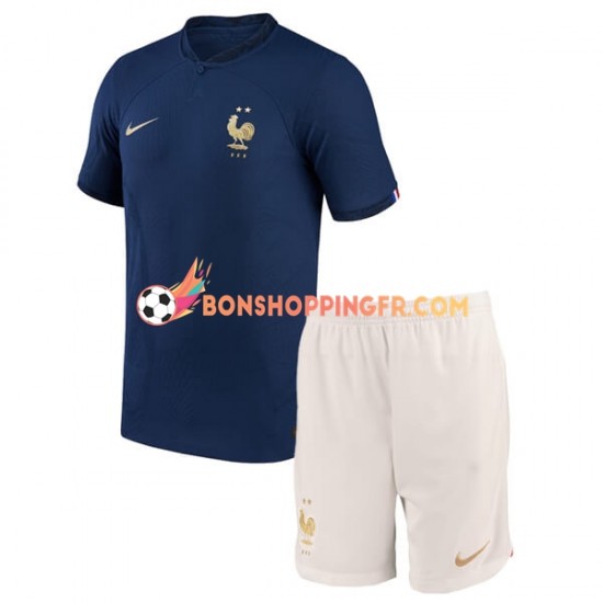 Maillot Domicile France Coupe du Monde 2022 Manches Courtes Jeune Enfant(+shorts)