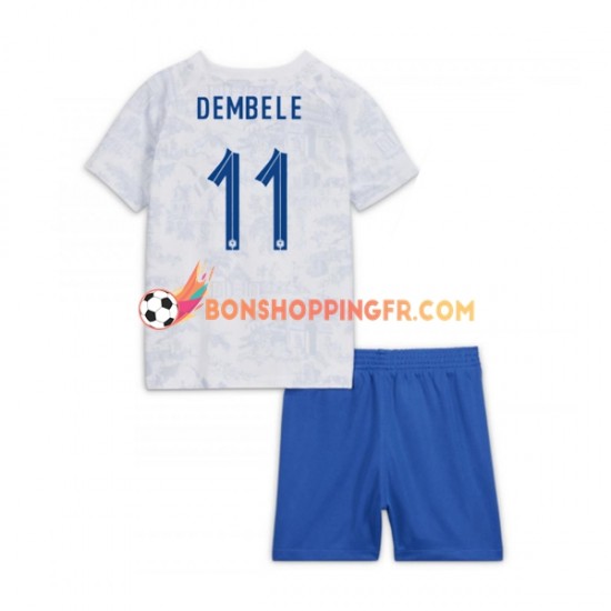 Maillot Extérieur France Dembele 11 Coupe du Monde 2022 Manches Courtes Jeune Enfant(+shorts)