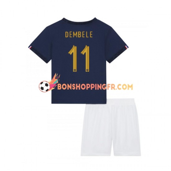 Maillot Domicile France Dembele 11 Coupe du Monde 2022 Manches Courtes Jeune Enfant(+shorts)