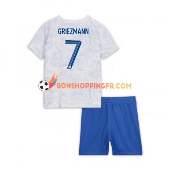 Maillot Extérieur France Griezmann 7 Coupe du Monde 2022 Manches Courtes Jeune Enfant(+shorts)