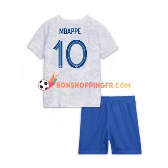 Maillot Extérieur France Mbappe 10 Coupe du Monde 2022 Manches Courtes Jeune Enfant(+shorts)