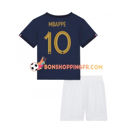 Maillot Domicile France Mbappe 10 Coupe du Monde 2022 Manches Courtes Jeune Enfant(+shorts)