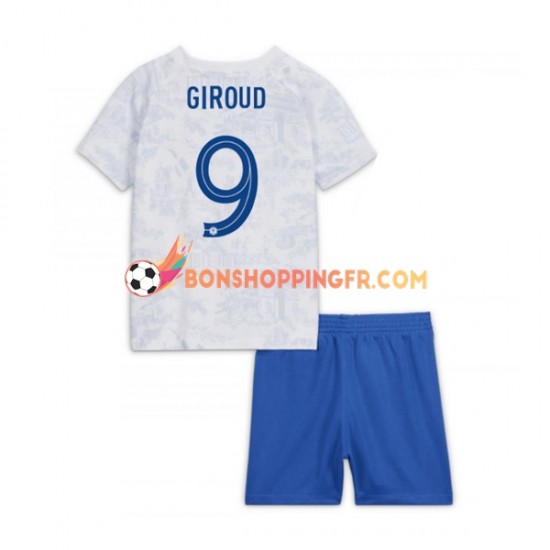 Maillot Extérieur France Olivier Giroud 9 Coupe du Monde 2022 Manches Courtes Jeune Enfant(+shorts)