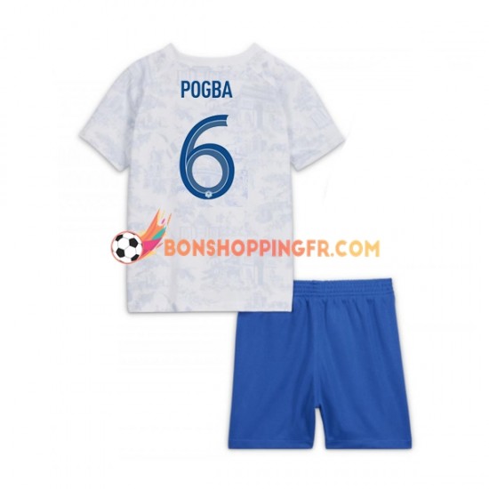 Maillot Extérieur France Pogba 6 Coupe du Monde 2022 Manches Courtes Jeune Enfant(+shorts)