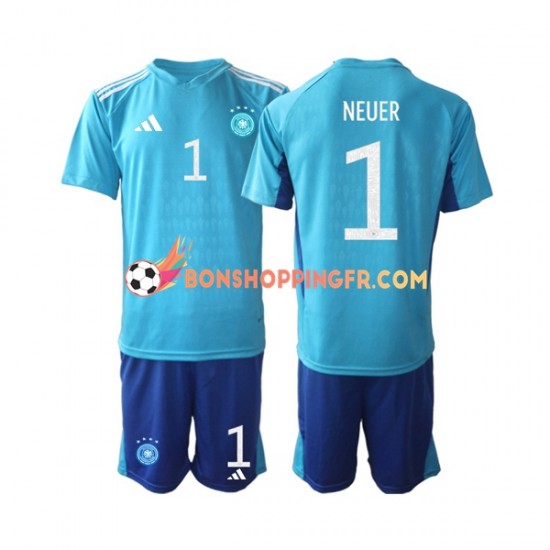 Maillot Domicile Allemagne Gardien Manuel Neuer 1 Coupe du Monde 2022 Manches Courtes Jeune Enfant(+shorts)