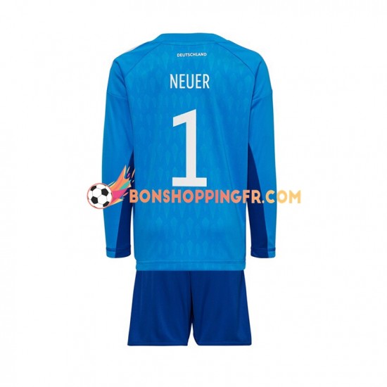 Maillot Domicile Allemagne Gardien Manuel Neuer 1 Coupe du Monde 2022 Manches Longues Jeune Enfant(+shorts)