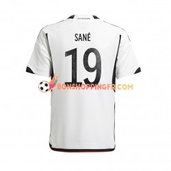 Maillot Domicile Allemagne Sane 19 Coupe du Monde 2022 Manches Courtes Homme