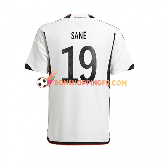 Maillot Domicile Allemagne Sane 19 Coupe du Monde 2022 Manches Courtes Homme