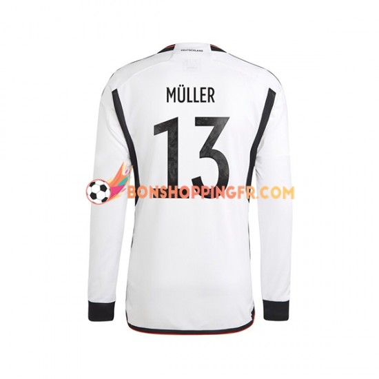 Maillot Domicile Allemagne Thomas Muller 13 Coupe du Monde 2022 Manches Longues Homme