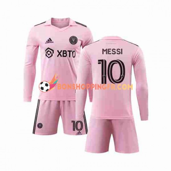 Maillot Domicile InterMiami Lionel Messi 10 2023-2024 Manches Longues Jeune Enfant(+shorts)