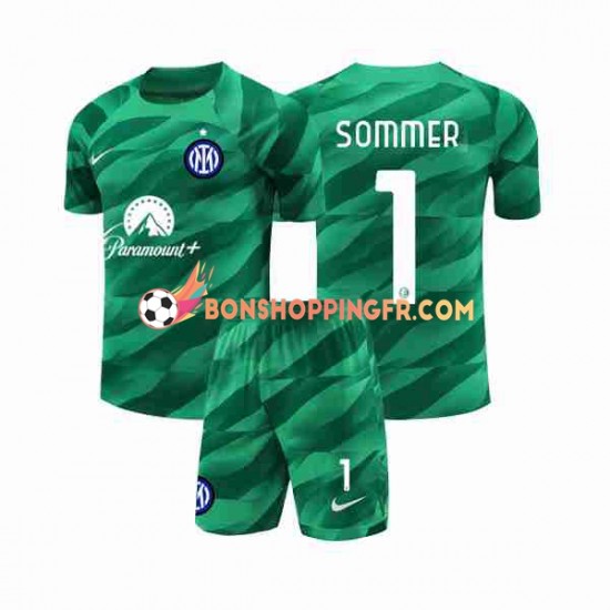Maillot Extérieur Inter Milan Gardien Sommer 1 2023-2024 Manches Courtes Jeune Enfant(+shorts)