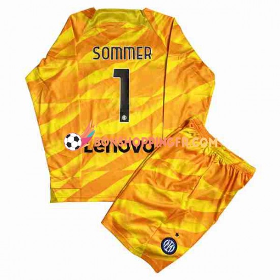 Maillot Domicile Inter Milan Gardien Sommer 1 2023-2024 Manches Longues Jeune Enfant(+shorts)