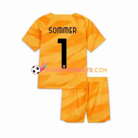 Maillot Domicile Inter Milan Gardien Sommer 1 2023-2024 Manches Courtes Jeune Enfant(+shorts)